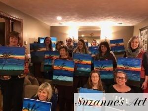 Suzanne Foxwell presenting at a painting party